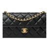 Chanel 23a Decorazione Logo a Maglie di Catena in Pelle a Rombo Materiale Pelle di Pecora Catena Dorata Vintage Borsa a Spalla Singola Borsa a Mano Femminile Nero