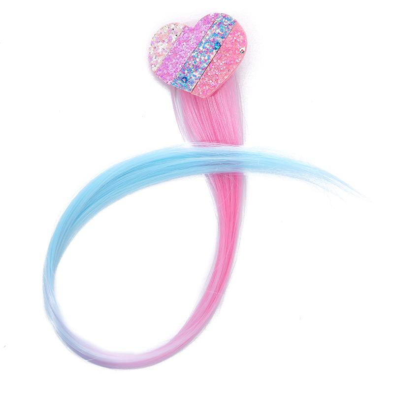 2022 Rainbow Bowknot Hair Accessories Pigtail Wig Sequin Unicorn Glitter Hair Clips for Girls