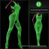 Linlinting Plus Size Glow-in-the-Dark Fishnet Bodystocking with Luminous Bandeau and Socks