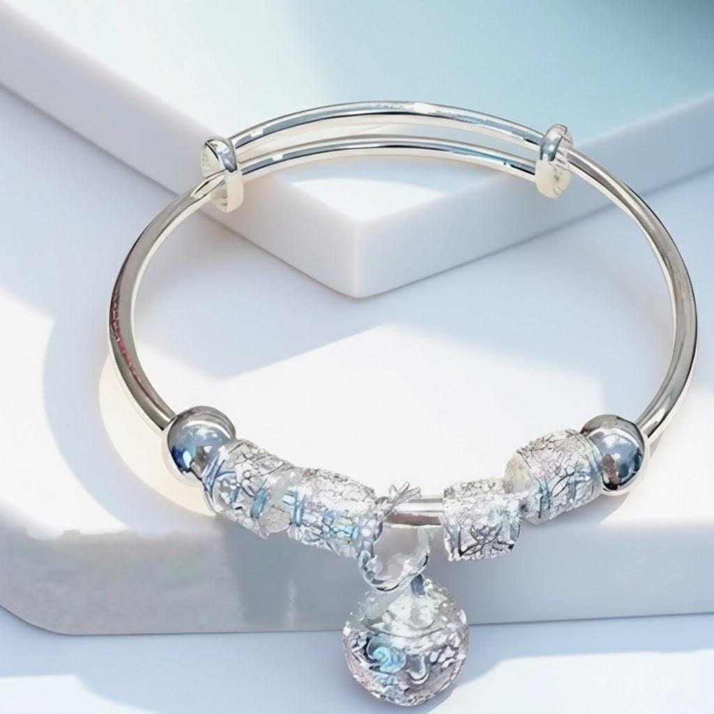 

Silver Bells Palace Bracelet for Women Fashion Jewelry Silver Color Beads Bangle Beads Bracelet Adjustable Gift срібний