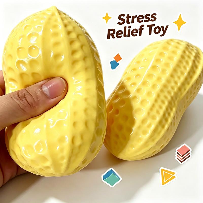 11Cm Peanut Stress Ball - Crunchy Squishy With Buttery Soft Feel, Asmr Sensory Anti-Stress Fidget Toy Creative Gift For All Age