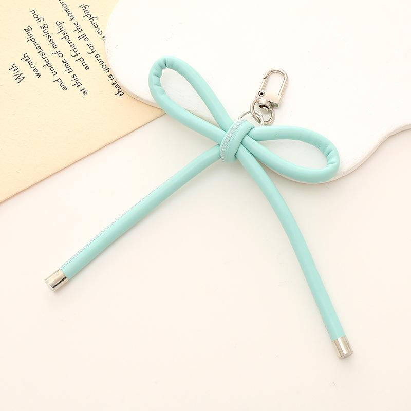 New Korean Fashion Vintage Leather Bow Keychain Charms Bag Pendant Mobile Phone Pendant Accessories Y2K Jewelry Keychain