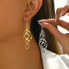 Metal Hollow Long Tassel Pendant Earrings for Women Vintage Gold Twisted Wrapped Geometric Hanging Earring Jewelry