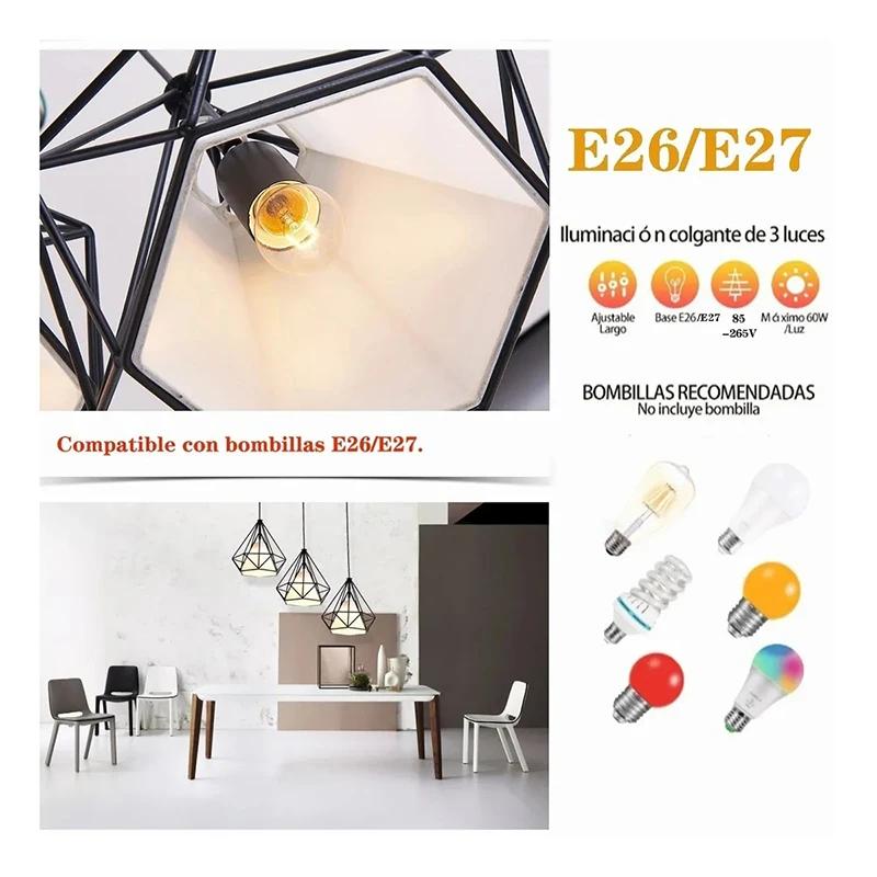 Led Ceiling Pendant Lights Fixture Vintage Hanging Lamp for Ceiling Chandelier Light Indoor Room Decor Metal Cage Pendant Lamp