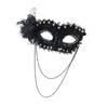 Masque Demi-Visage Halloween Orné de Perles Fausses Ajustement Confortable Accessoire de Costume en Plastique pour Fêtes