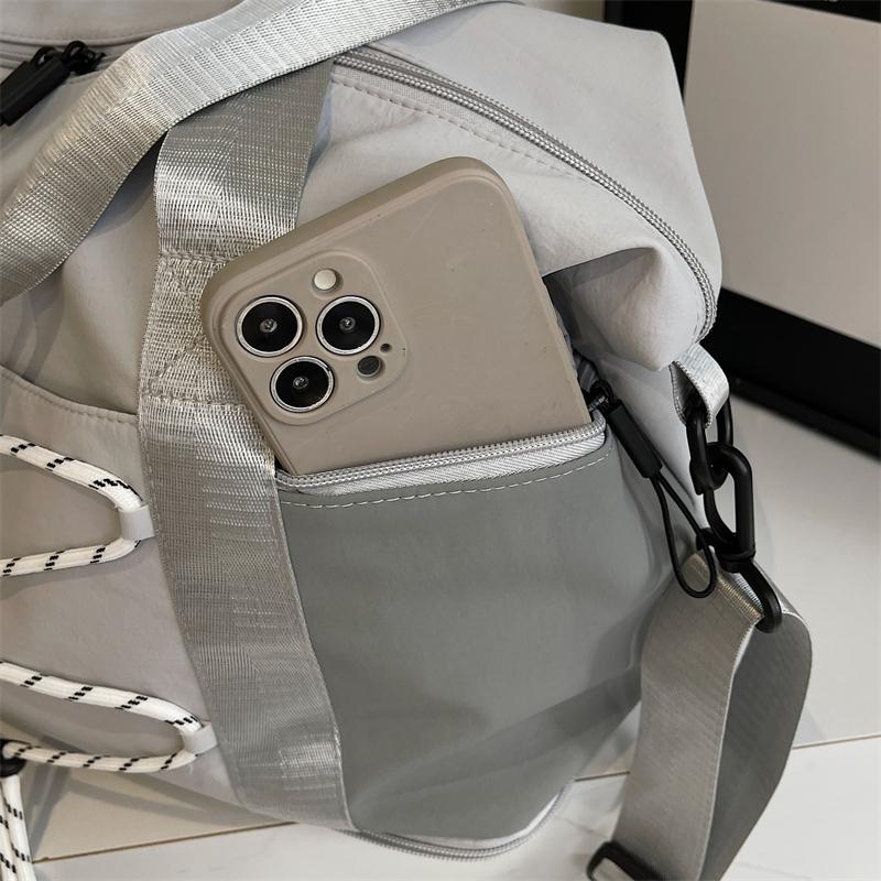 Casual Casual Tote Bag Lightweight Solid Color Travel Luggage Bag Drawstring Portable Oxford Cloth Shoulder Bag Travel