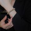 Gold Rhinestone Bangle Round Open Bangle Luxury Cuff Bracelet  Gift