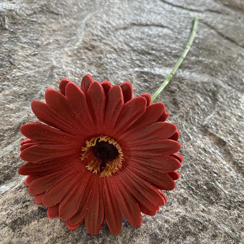 Pu Gerbera Daisy Artificial Flower For Wedding Decor Home Styling Soft Rubber Material