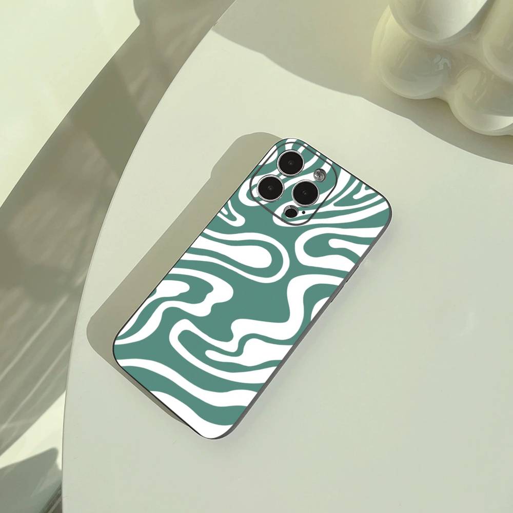 Abstract -FluidWavy Pattern Phone Case For iPhone 17,16,15,14,13,12,11 Pro Max, Lightweight and practical Soft Black Cover