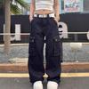 American Retro Design Sense Multi-pocket Tooling Jeans Men's Loose Straight High Street Ruffian Handsome Fried Street Wide-leg Pants
