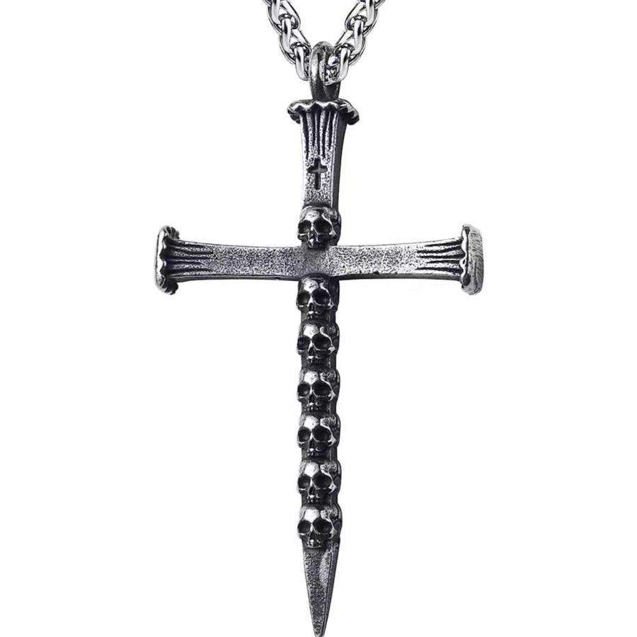 Kreuz Halskette für Männer und Frauen, Trendy Hip-Hop, Europäisches und Amerikanisches High-End Totenkopf
