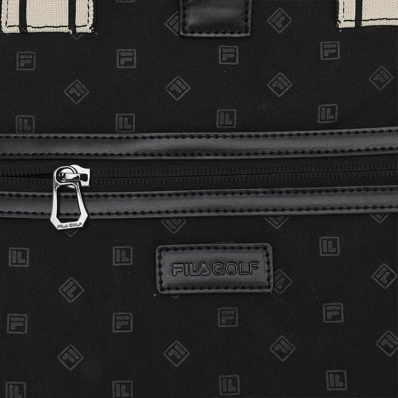 FILA Golf Series Classic Striped Fabric Tote Bag With Hidden Zipper Pocket Women tote bags Black A13W545163FBK