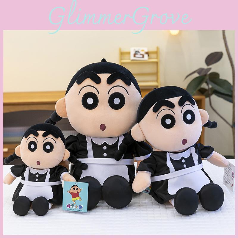 Chan Crayon Shin Maid Costume Plush Toy Double Braided Hairstyle Stuffed Doll