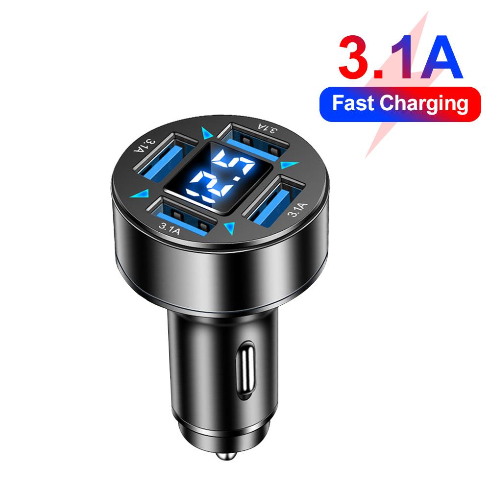 Nabíječka do auta s rychlonabíjecím adaptérem do zapalovače cigaret, 4 porty USB A USB C, rychlonabíjecí nabíječka pro iPhone Xiaomi