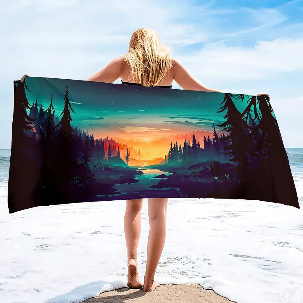 Cyberpunk Style Neon Microfiber Beach Towel, Extra Large Beach Towels Oversized, Lightweight Pool Towels,Quick Dry Bath Towels