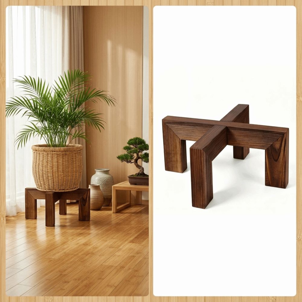 Kreuzrahmen Holz Pflanzenständer Kiefernholz Tischplatten Pflanzenregal Indoor Blumentopfhalter Schreibtisch Display