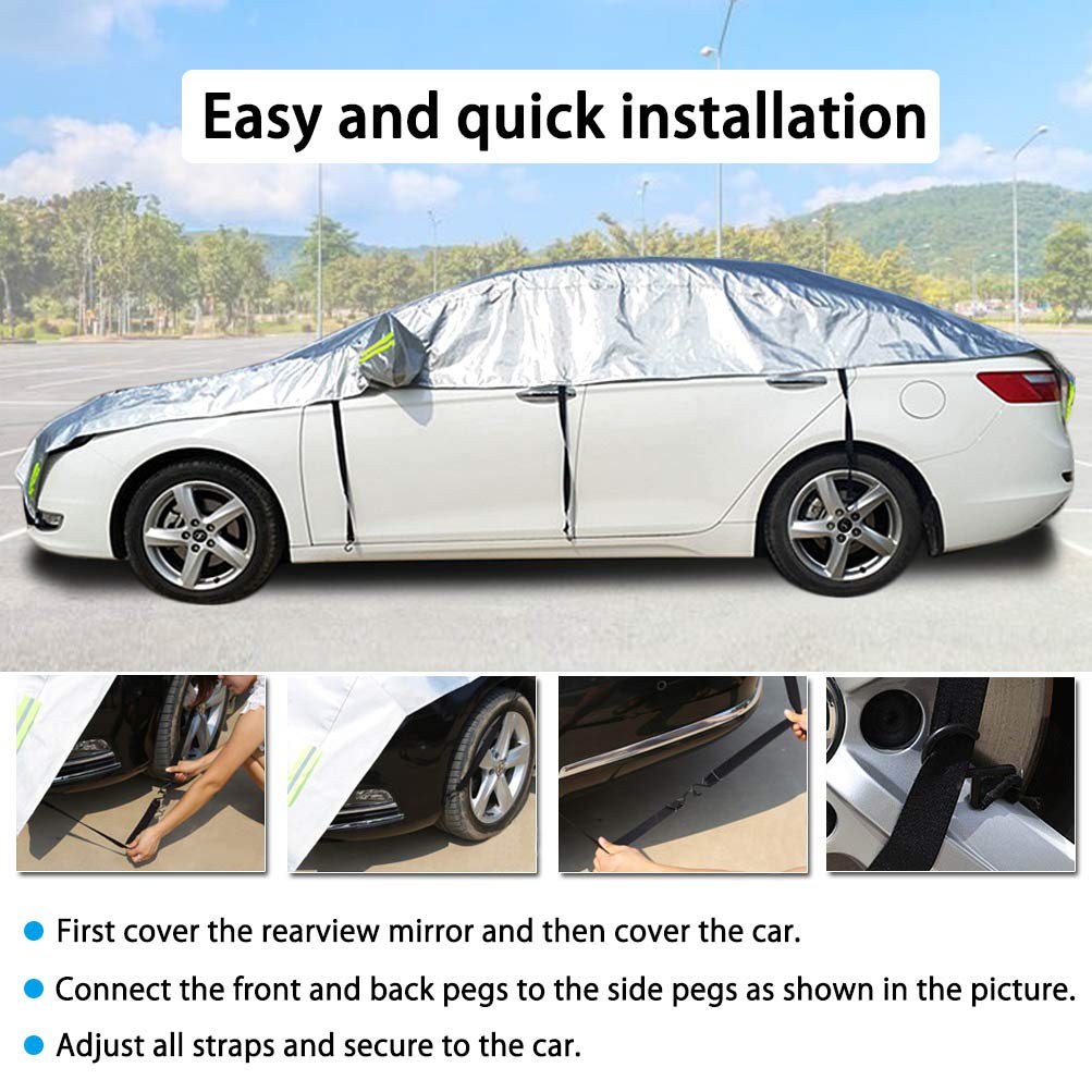 Konnfeir Half Car Body UV 210D Oxford Fabric Cover, Cover, Waterproof, Dustproof, Protection, (Sedan Compatible)