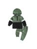 Solid Color Patchwork Hoodie & Pants Set (Long Sleeve)