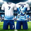 2026 Summer New Hot Selling Fashion Ronaldo Football Jersey Sports Short Sleeved T-shirt and Shorts Set Soft Family Kids Tees