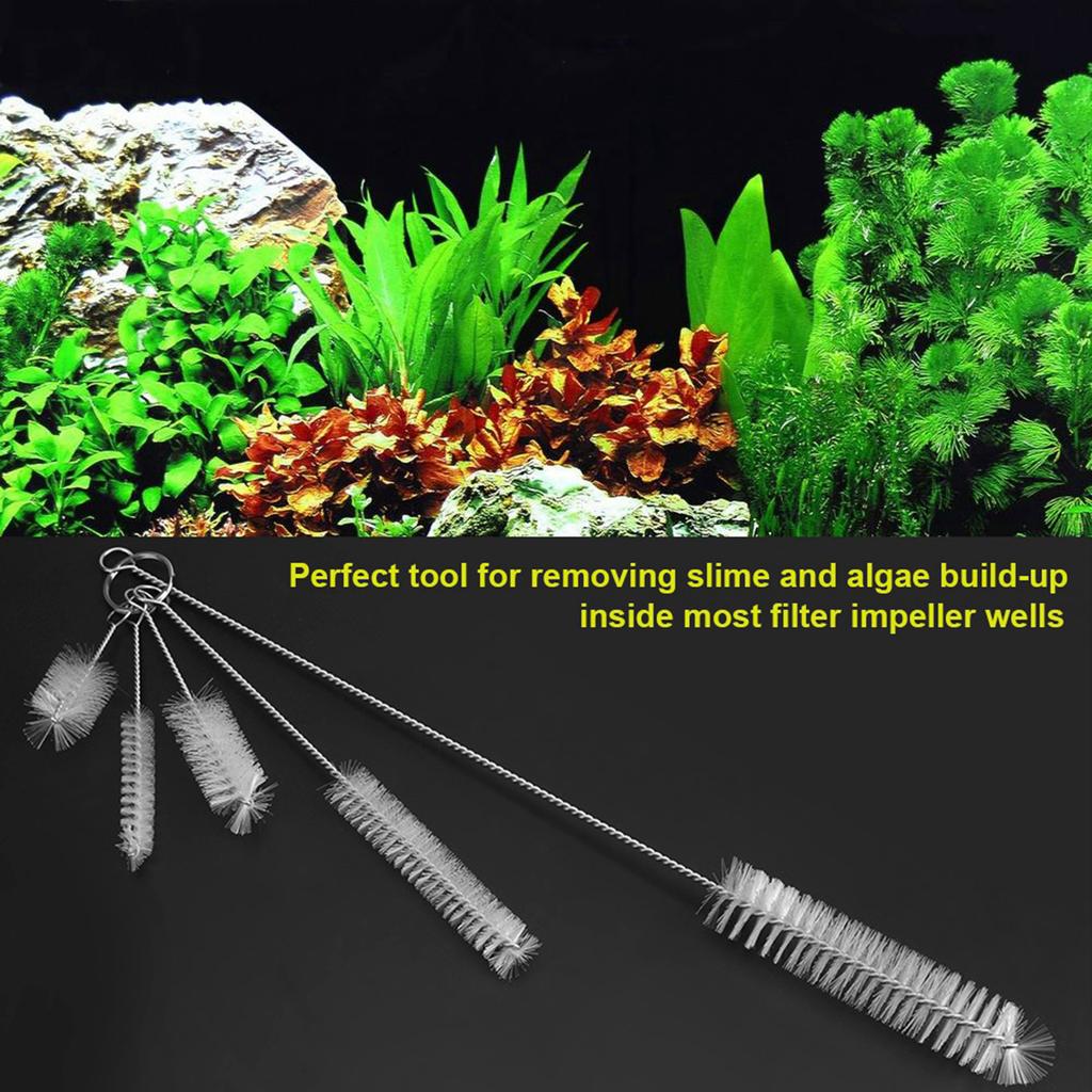 Stainless Steel Aquarium Fish Filter Filter Brush for and Algae Removal 5pcs