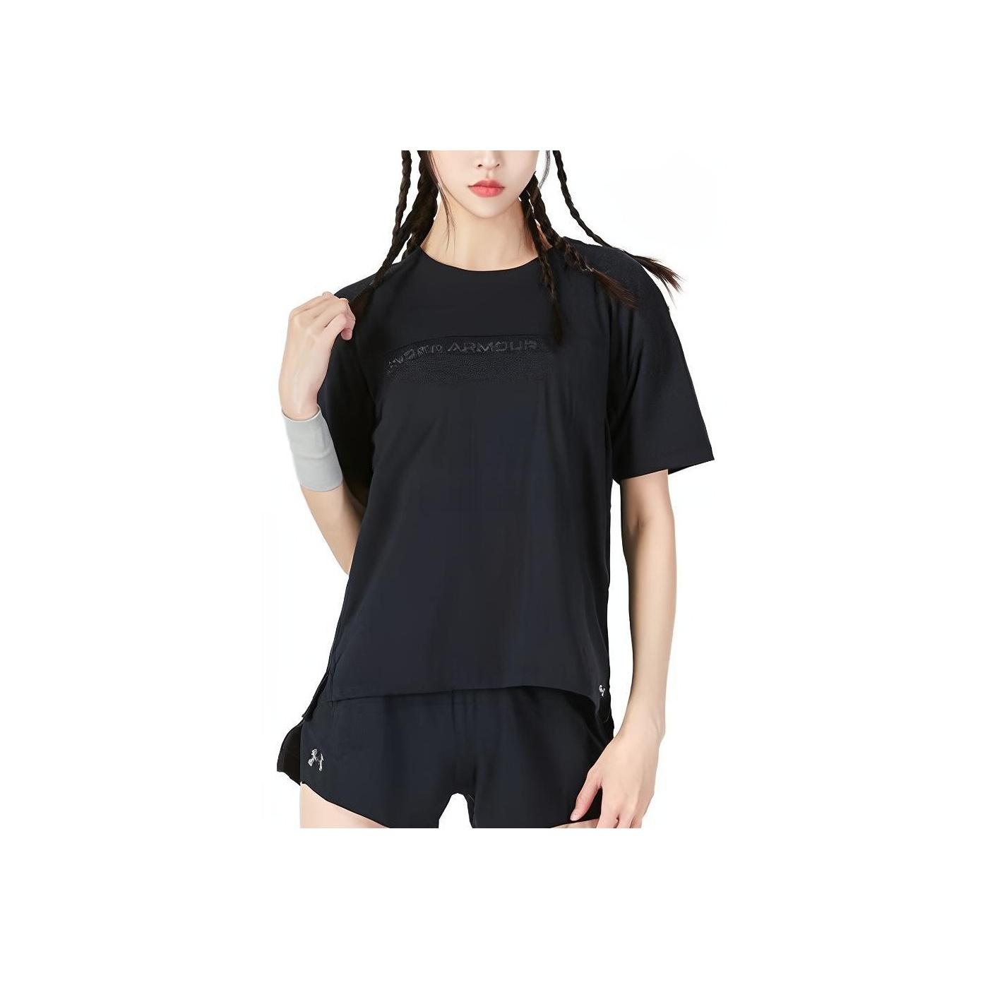 

Under Armour Футболка с круглым вырезом и принтом в виде букв, с коротким рукавом, в американском стиле, женские топы, черный цвет 1365850-001 S