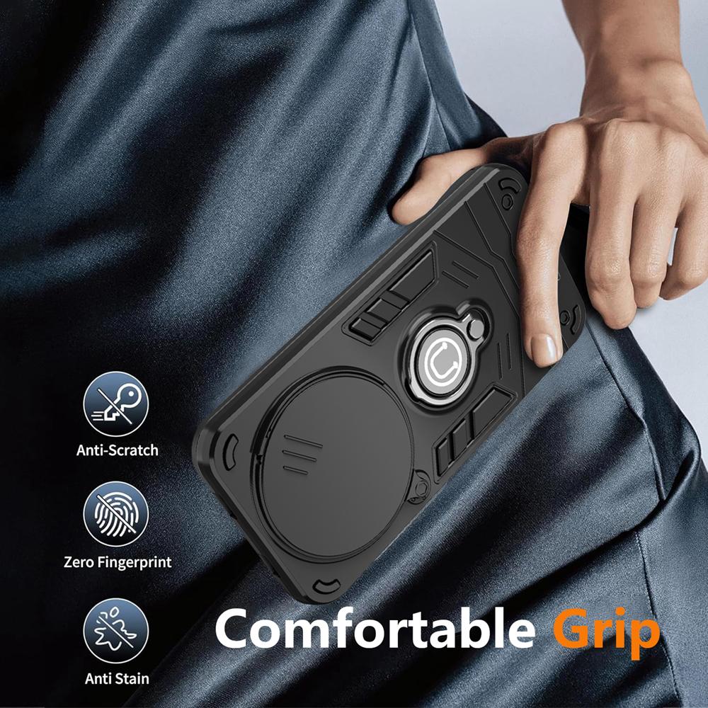 KEYSION Shockproof Armor Ring Stand Case for Redmi Note 15 Pro+ 5G Slide Camera Lens Protection Phone Cover for Redmi Note 15 4G 5G