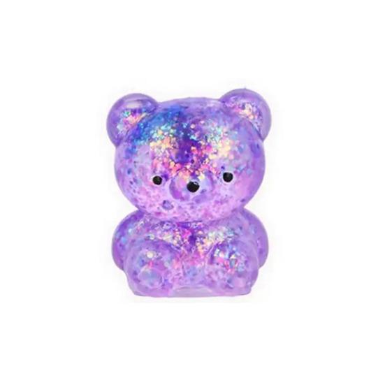 Mini Glitter Bear Squeeze Toy Stress Relief Clear Bear Stress Sugar Ball Sensory Toy Soft Slow Rising Decompression Fidget Toy