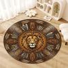 Retro Mandala Lion Round Area Rug,Carpet Rug for Living Room Bedroom Sofa Playroom Decor,Non-slip Floor Mat Q0037