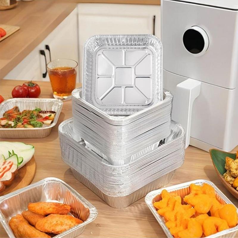 20 Pièces Carrées en Feuille d'Aluminium pour Cuisson et Barbecue Empilables Plateau de Cuisson au Four Accessoires pour Friteuses à Air