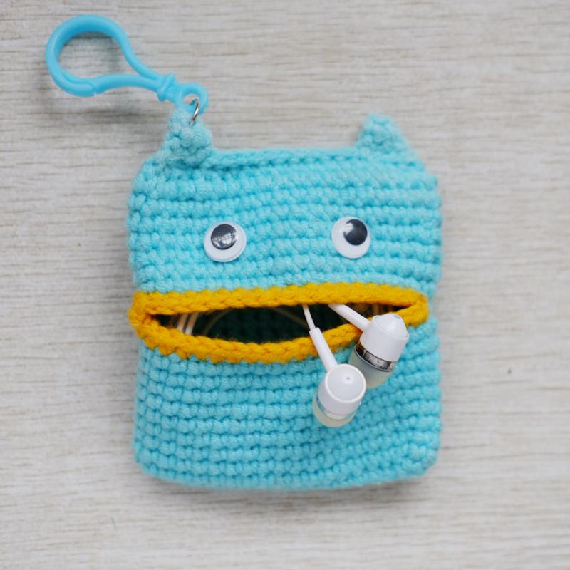 Creative Handmade DIY Crochet Yarn Materials Bag Sausage Mouth Earphone Storage Bag Video Guide Home Fabric Sewing Kit
