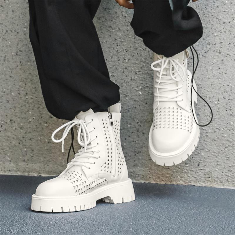 Casual hollowed out men's boots New Fashion Designer Style Outdoor leisure trend party office thick soled youth quality shoes