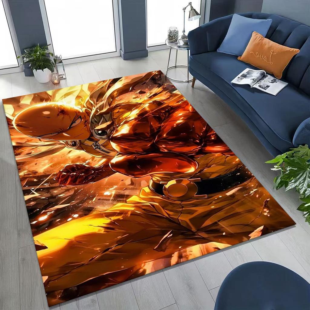 Anime One Punch Man Saitama Cartoon Cartoon Rug for Bedroom Living Room Sofa Home Doormat Decor,Kids Play Non-slip Floor Mat
