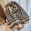 Winter polka dot camellia age-reducing scarf shawl double-sided printing imitation cashmere scarf high-end scarf multi-function