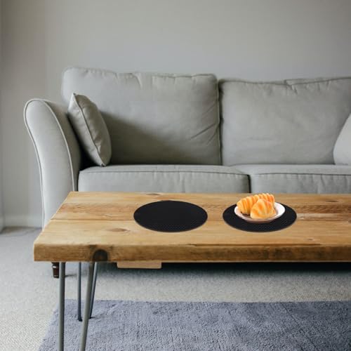 No-brand silicone heat-resistant pot mat black material dishwasher safe heat insulation function kitchen non-slip pad ideal placing cooking utensils