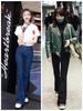 Wang Ziwen Mid-High Waist Retro Slim Fit Flared Jeans