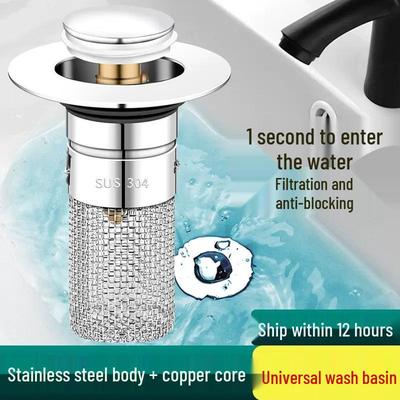 Universal Anti-Clog Leakproof Pop-Up Washbasin Drain Stopper with Odor-Proof Filter