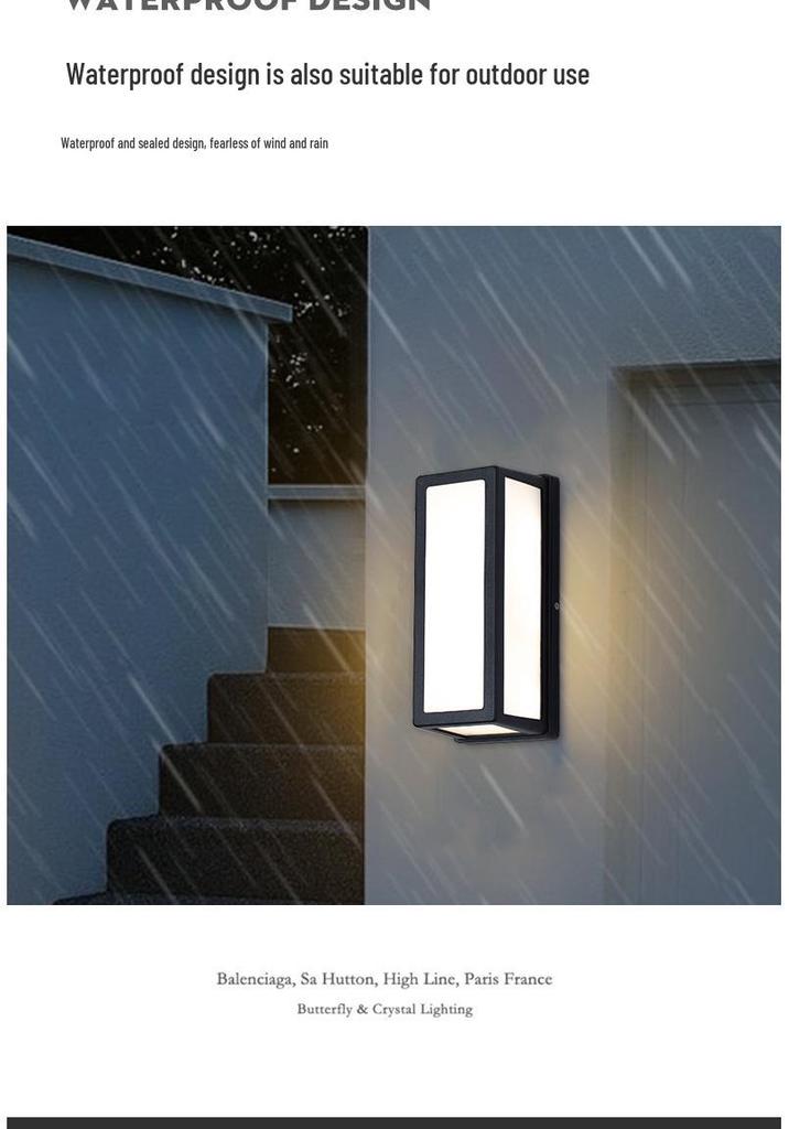 Simple Modern Waterproof LED Outdoor Wall Lamp for Garden, Balcony, and Terrace with Sensor and Moisture-Proof Features.