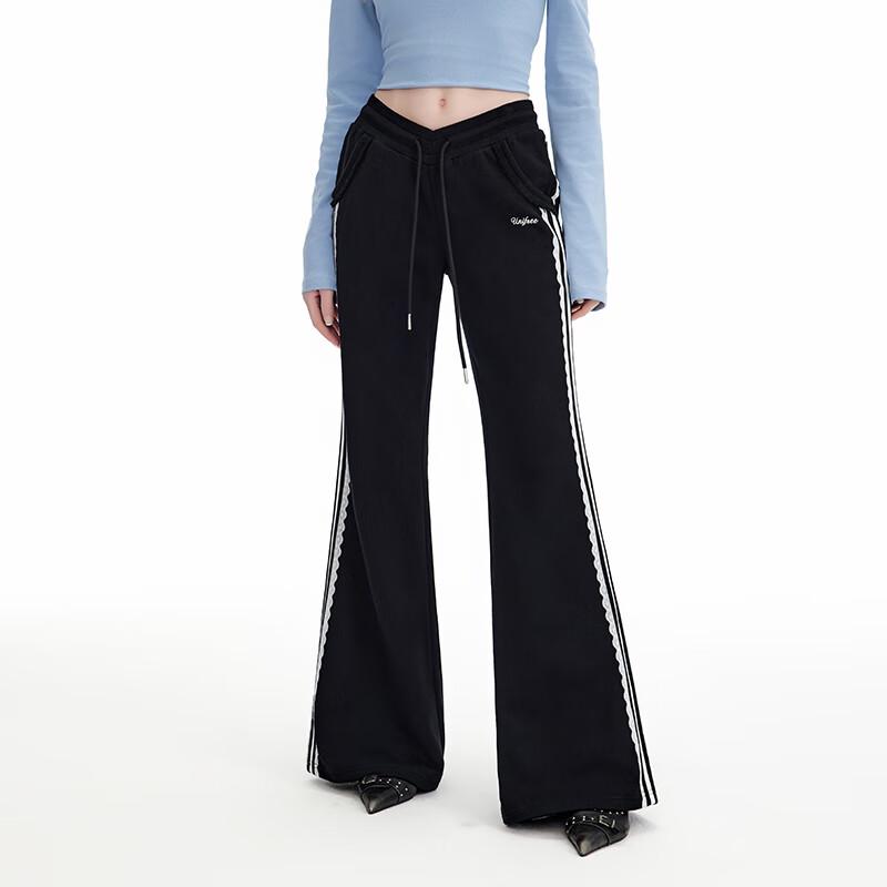 UNIFREE American Style Lace Trim Flare Casual Pants