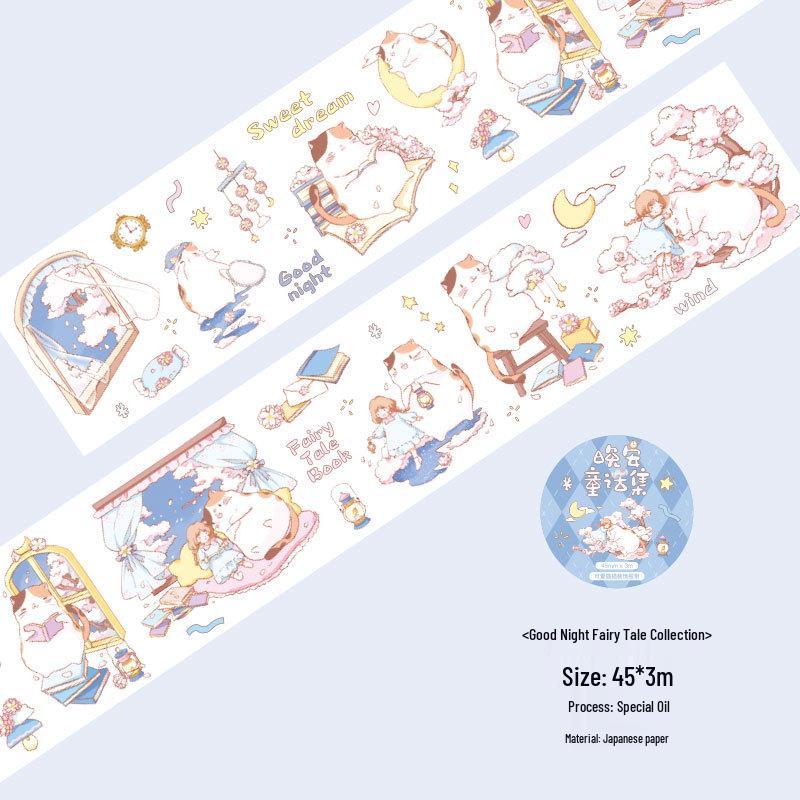 Mu Ran Cute Washi Paper Sticker Roll - Cartoon Decorative Sealing Patterns for Planners