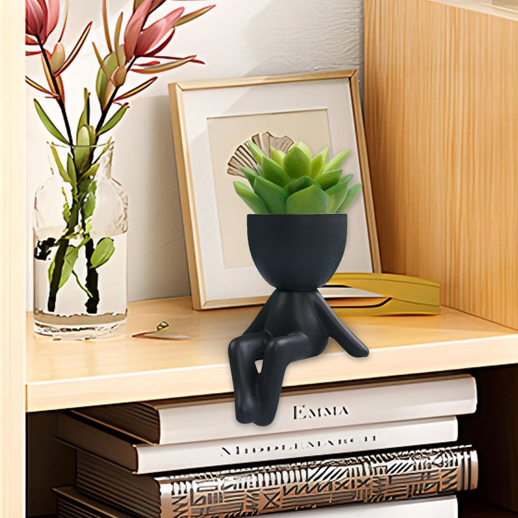 Face Flower Pot Head Planter Small Ceramic Pots For Indoor Plants With Drainage Reusable Human Shape Indoor Flower Planter Pot
