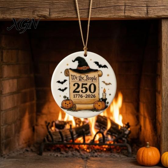 Decorative Crafts for Home Halloween 250th Anniversary Ornament, America 1776-2026 Acrylic Hanging Decoration, Gifts Couples Collectible Patriotic