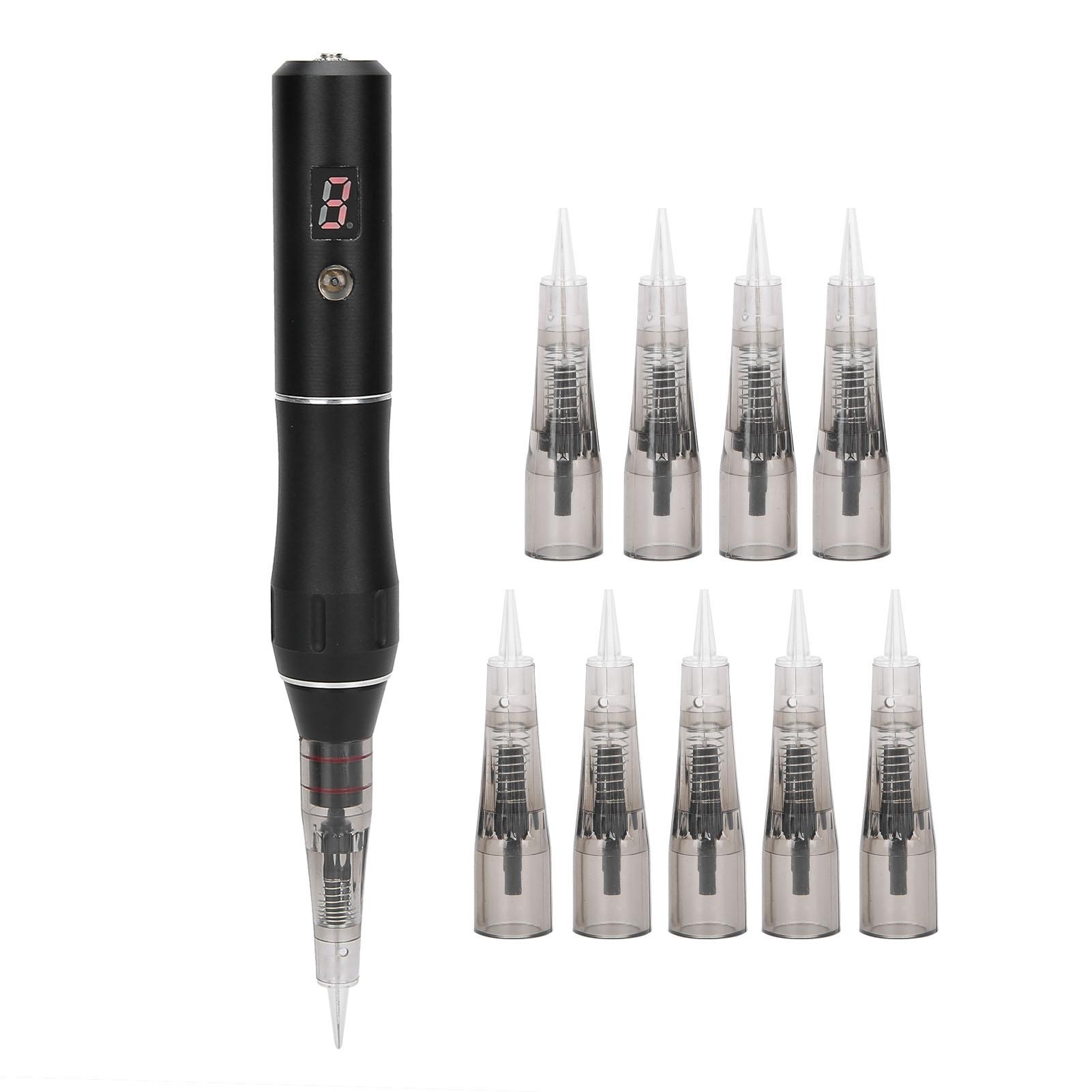 

Перезаряжаемый полуперманентный картридж для микроблейдинга игла MTS Tattoo Pen (синий ) чёрный