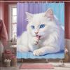 Artistic Black Cat Shower Curtain 1pc – Painted Style with Vibrant Colors, Cute Pet-Themed Bath Curtain for Home and Cat Lovers