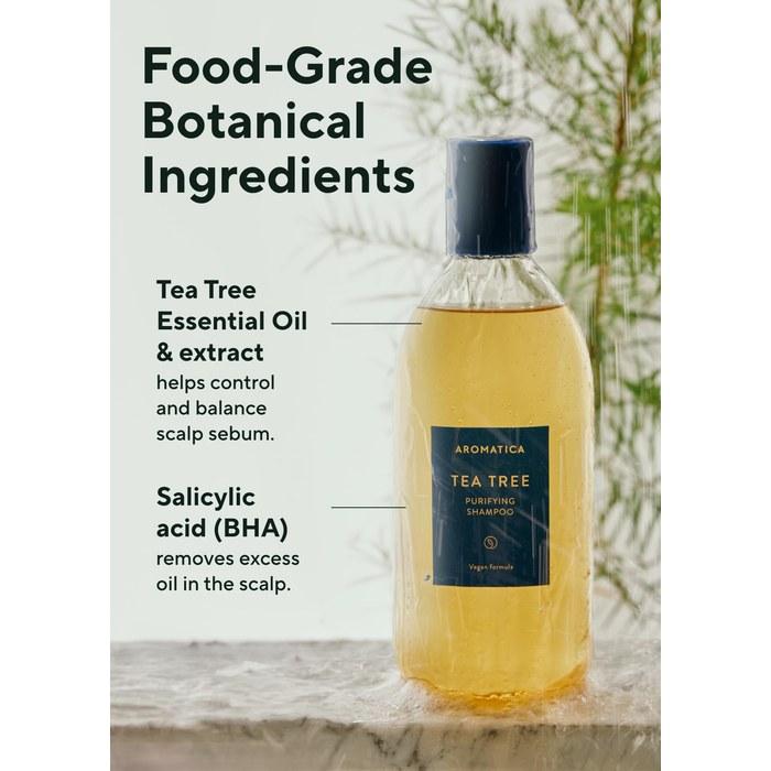 [AROMATICA] Tea Tree Purifying Shampoo 400ml - Organic, for Oily Scalp, Sulfate-Free