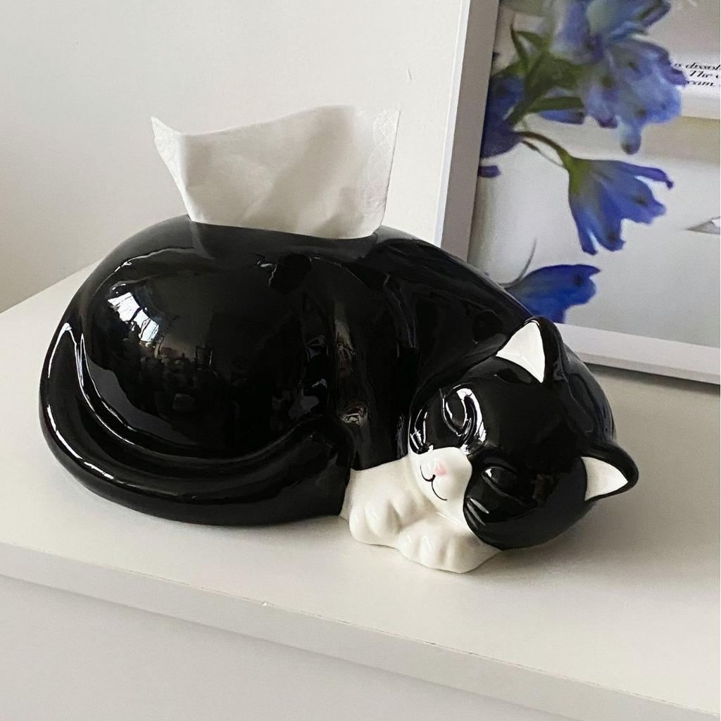 Cute ceramic tissue box Household meal paper storage box European high-end living room coffee table decoration tissue boxes