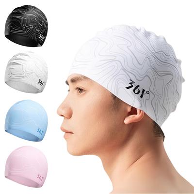 Adult Soft Silicone Swimming Cap Stripe Printed Water Caps Women Men Bathing Hat Swim Pool Accessories