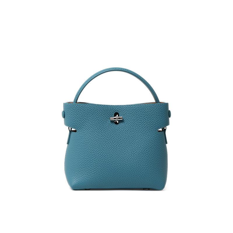 Cowhide Handbag High End Niche Design New Bag Bucket Bag One Shoulder Hand Crossbody Underarm