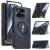 Magnetic Phone Case with Dual Kickstand and Hinge Protection, Matte Translucent Hard Shell for Google Pixel 11 Pro Fold-Black