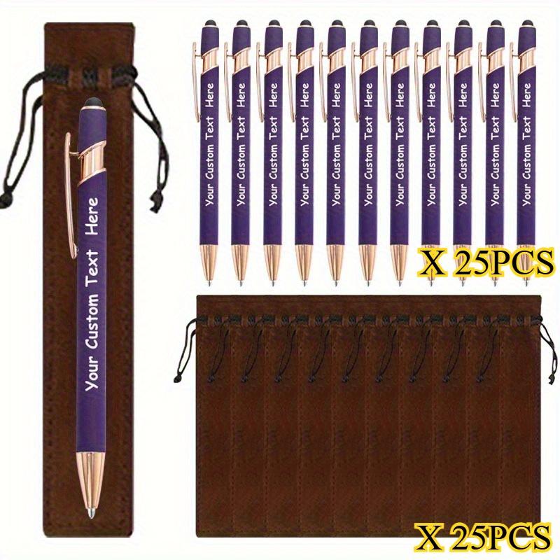 25Sets Customizable Ballpoint Pens Luxury Soft Touch round Writing Tools with Brown Cases - Includes 25 Pens And 25 Brown Bags