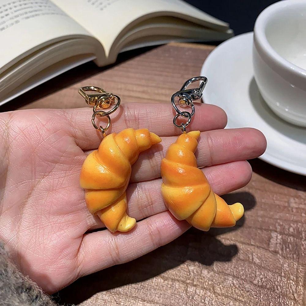 Funny Croissant Keychain Keyring Food Model Pendant Mini Simulation Food Toy  Hanging Accessory
